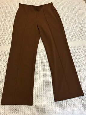 cleo Brown Wide-Leg Ponte Trousers